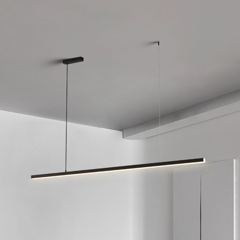 Pendelleuchte Linear LED | Schwarzes oder weißes Metall und Acryl | Neutralweiß oder 3 Lichtfarben | 90–120 cm
