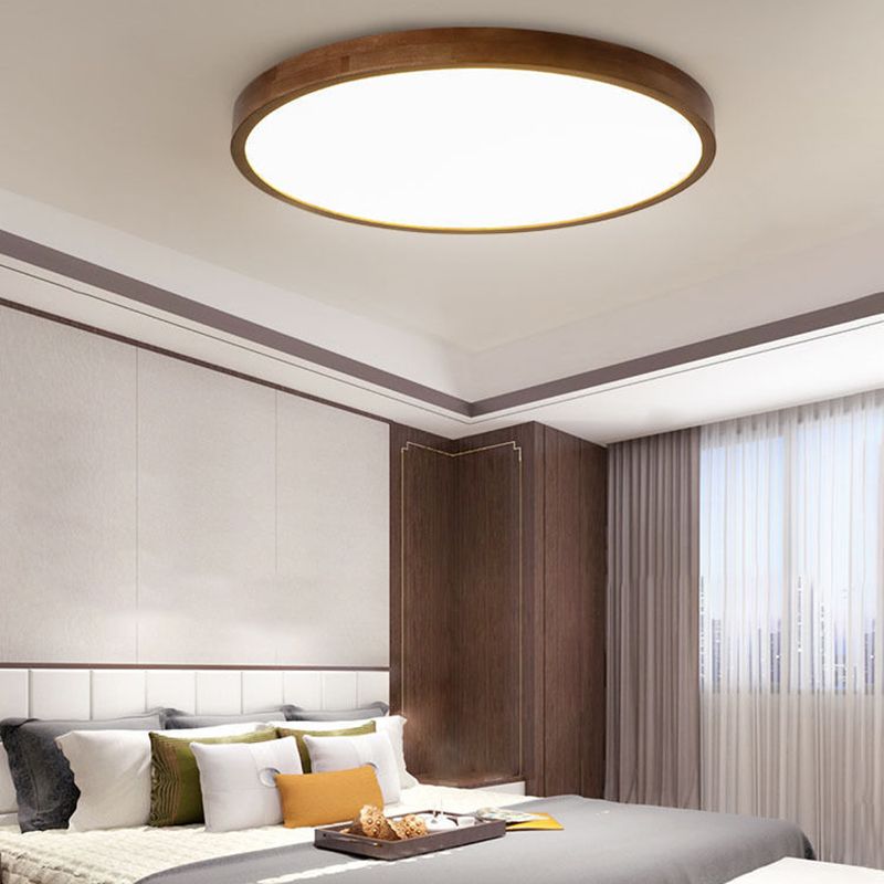 Deckenleuchte LED in Walnuss | Geometrische Aufbauleuchte aus Holz und Acryl | 3 Formen | Weißes oder Warmweißes Licht
