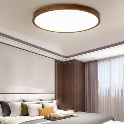 Deckenleuchte LED in Walnuss | Geometrische Aufbauleuchte aus Holz und Acryl | 3 Formen | Weißes oder Warmweißes Licht