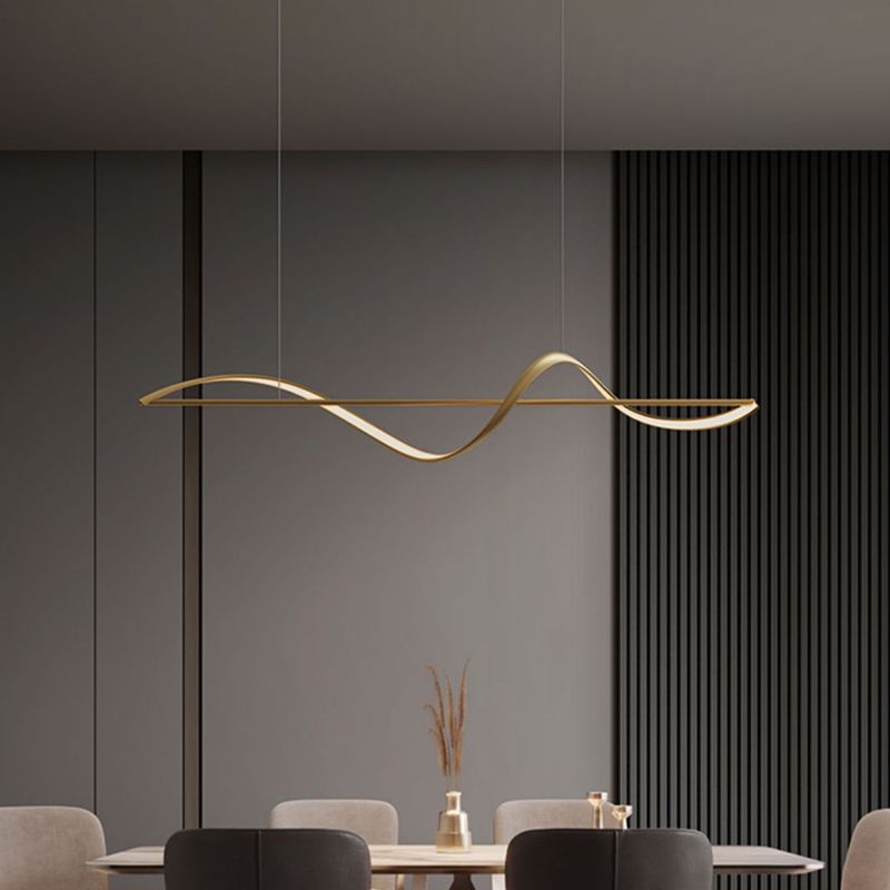 Pendellampa Matbord | Vågformad LED i Guld eller Svart | 3 Färgtemperaturer eller Dimbar | 120–140 cm