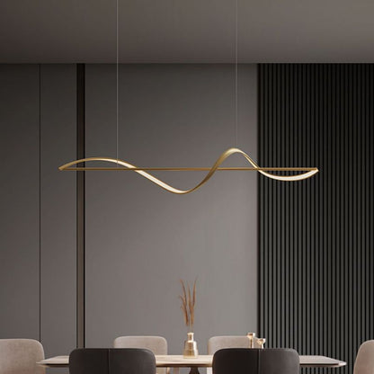 Pendellampa Matbord | Vågformad LED i Guld eller Svart | 3 Färgtemperaturer eller Dimbar | 120–140 cm