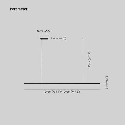 Pendelleuchte Linear LED | Schwarzes oder weißes Metall und Acryl | Neutralweiß oder 3 Lichtfarben | 90–120 cm