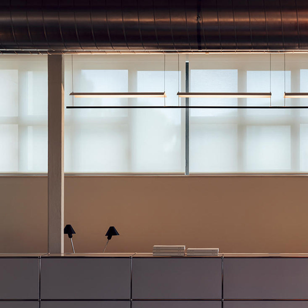 Pendelleuchte LED Linear aus Metall und Acryl | Minimalistischer Lichtbalken | 30–118 cm | Warmweißes Licht für den Esstisch