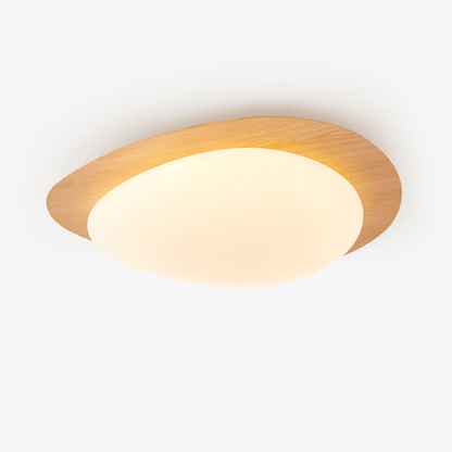 Taklampa Plafond i Stenform | Trämönster i Valnöt eller Ljust Trä | Varmvit eller Kallvit LED | Ø 30–58 cm