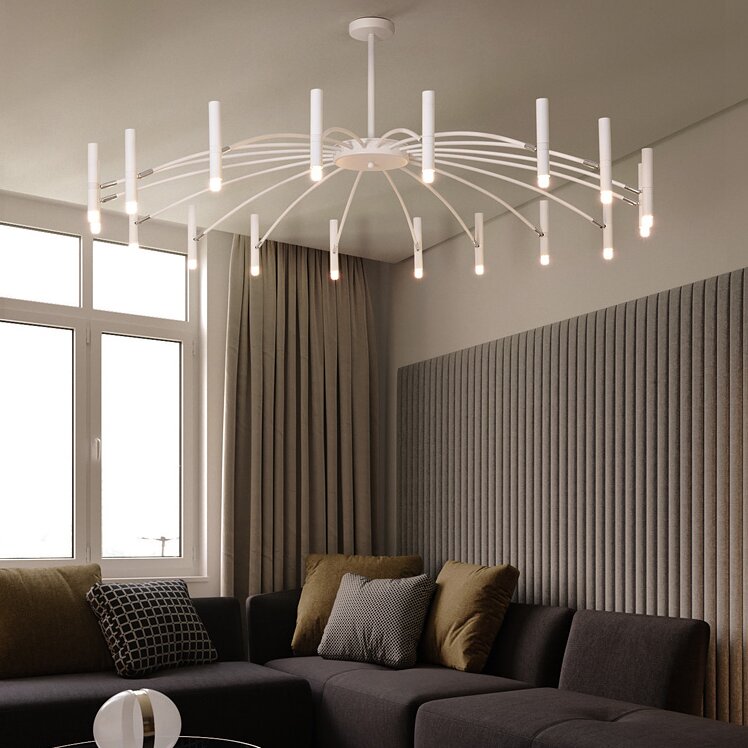 Kronleuchter Linear aus Metall mit Spots | Schwarz oder Weiß | 12, 18 oder 24 Lichter | G9-Leuchtmittel Inklusive