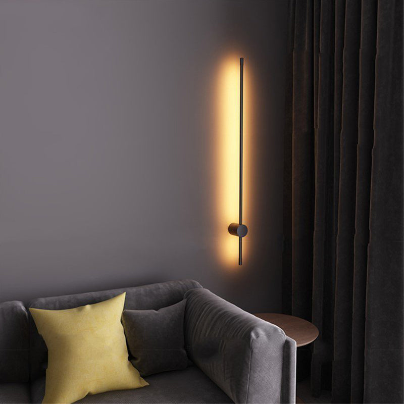 Vägglampa LED Linjär för Inomhus | Svart Metall | Varmvitt Ljus | 60 eller 90 cm