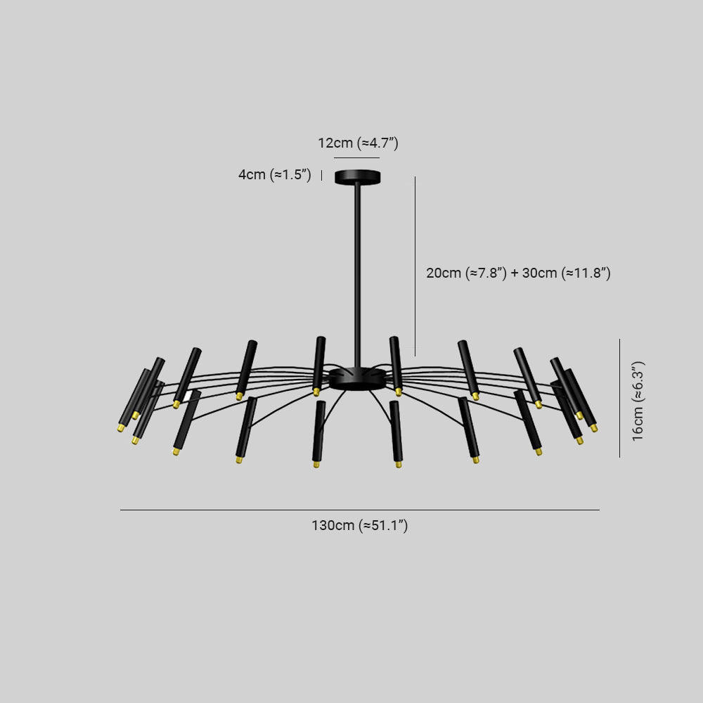 Kronleuchter Linear aus Metall mit Spots | Schwarz oder Weiß | 12, 18 oder 24 Lichter | G9-Leuchtmittel Inklusive