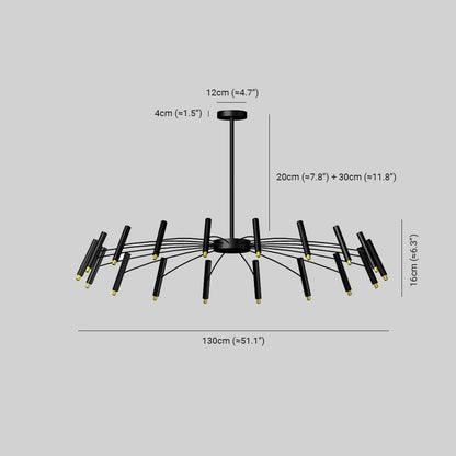 Kronleuchter Linear aus Metall mit Spots | Schwarz oder Weiß | 12, 18 oder 24 Lichter | G9-Leuchtmittel Inklusive