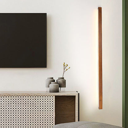 Wandleuchte LED linear aus Holz | Braun oder Naturholz | 59,7–119,9 cm | Dimmbar oder 3 Lichtfarben