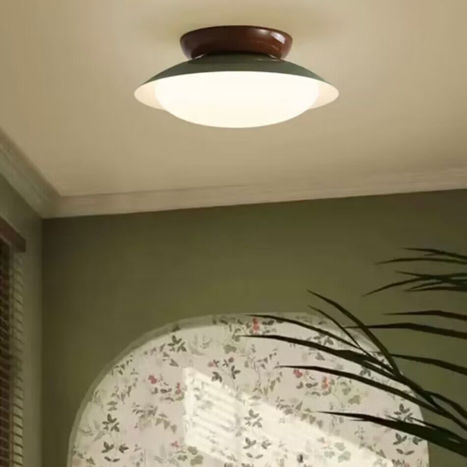 Deckenleuchte LED im Retro-Stil | Schalenförmige Deckenlampe in Braun, Grün, Beige oder Chrom | Dimmbar oder 3 Lichtfarben
