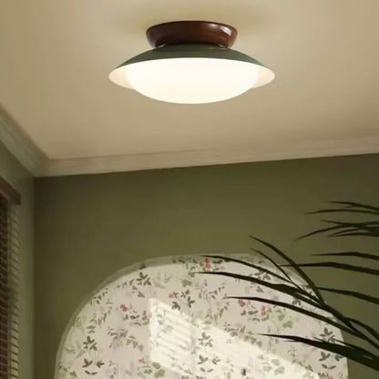 Deckenleuchte LED im Retro-Stil | Schalenförmige Deckenlampe in Braun, Grün, Beige oder Chrom | Dimmbar oder 3 Lichtfarben