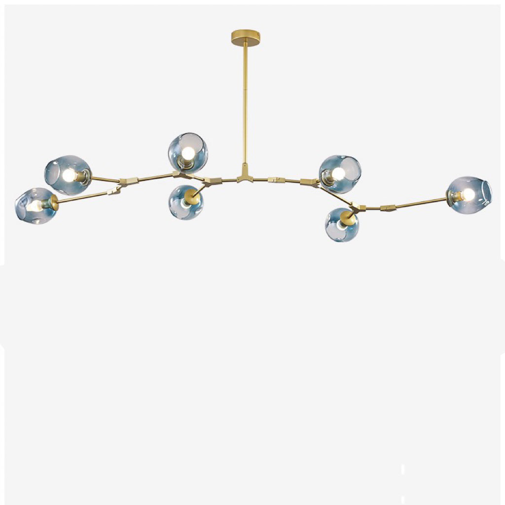 Pendelleuchte mit Glaskugeln | Schwarzes oder Goldenes Gestell | 5–9 Lichter | Klares, Rauch- oder Farbiges Glas