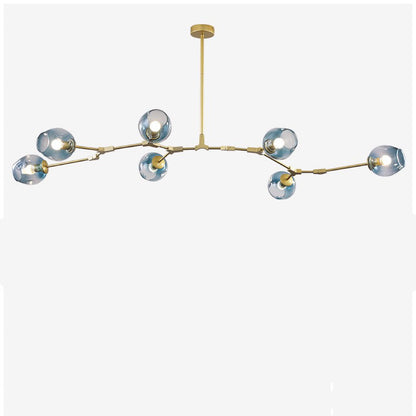 Pendelleuchte mit Glaskugeln | Schwarzes oder Goldenes Gestell | 5–9 Lichter | Klares, Rauch- oder Farbiges Glas
