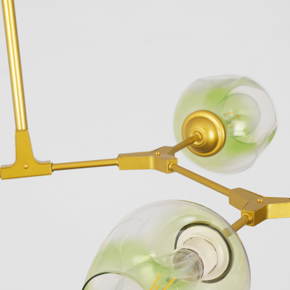 Pendelleuchte mit Glaskugeln | Schwarzes oder Goldenes Gestell | 5–9 Lichter | Klares, Rauch- oder Farbiges Glas