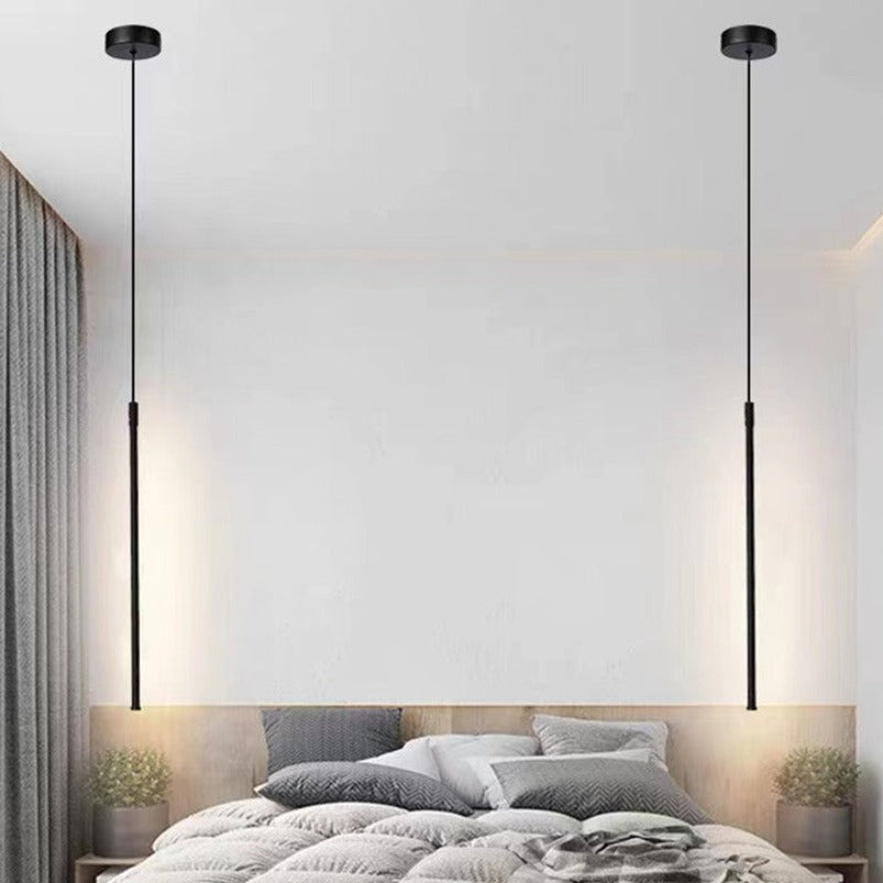 Pendellampa Sovrum | Linjär LED i Svart Metall och Akryl | 3 Ljusfärger | 50–100 cm