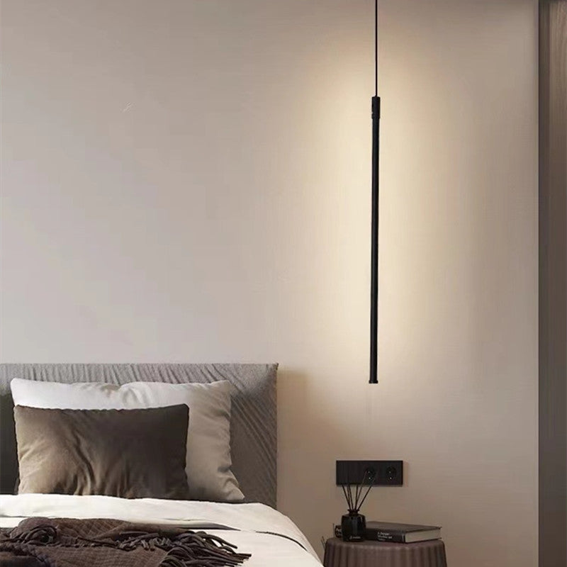 Pendellampa Sovrum | Linjär LED i Svart Metall och Akryl | 3 Ljusfärger | 50–100 cm