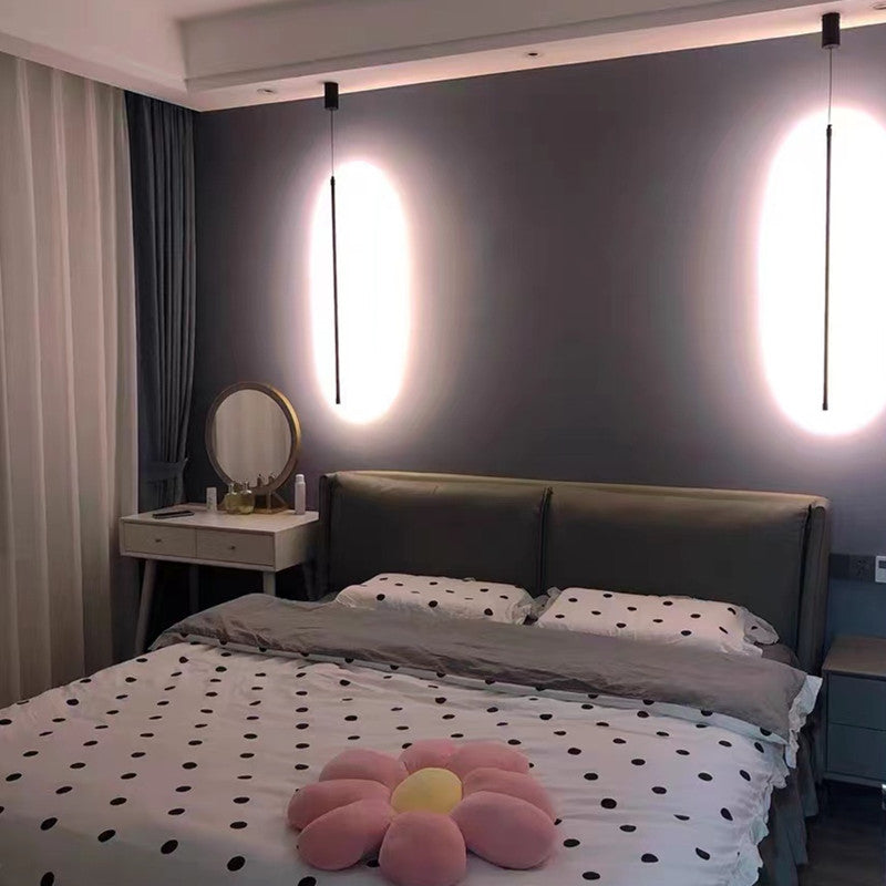 Pendellampa Sovrum | Linjär LED i Svart Metall och Akryl | 3 Ljusfärger | 50–100 cm