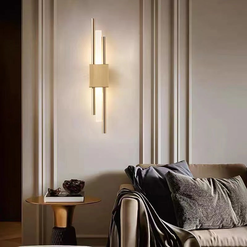 Vägglampa LED i Metall och Marmor | Geometrisk Design | Vit, Guld eller Grön | Varmvitt Ljus