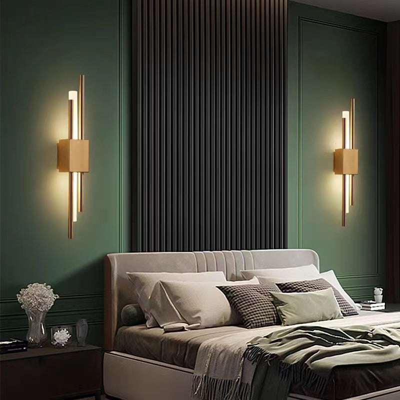 Vägglampa LED i Metall och Marmor | Geometrisk Design | Vit, Guld eller Grön | Varmvitt Ljus