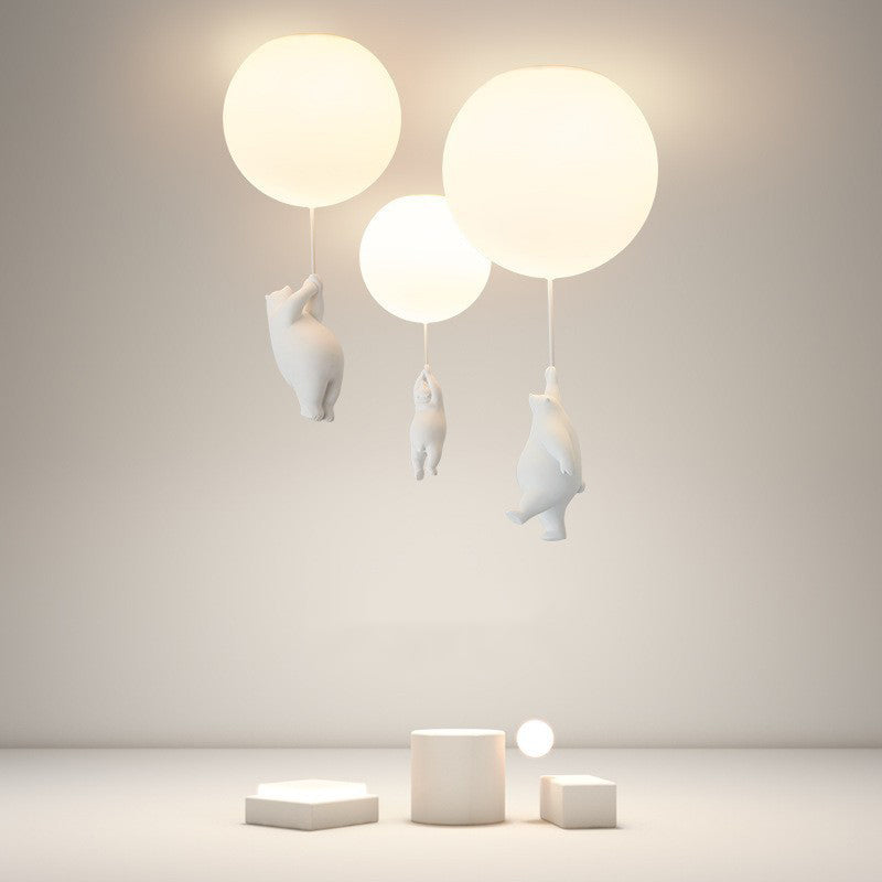 Taklampa Barnrum | Björn med Ballong i Metall och Akryl | Tre Modeller | Ø 15–25 cm eller Set med 3