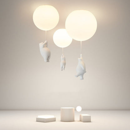 Taklampa Barnrum | Björn med Ballong i Metall och Akryl | Tre Modeller | Ø 15–25 cm eller Set med 3