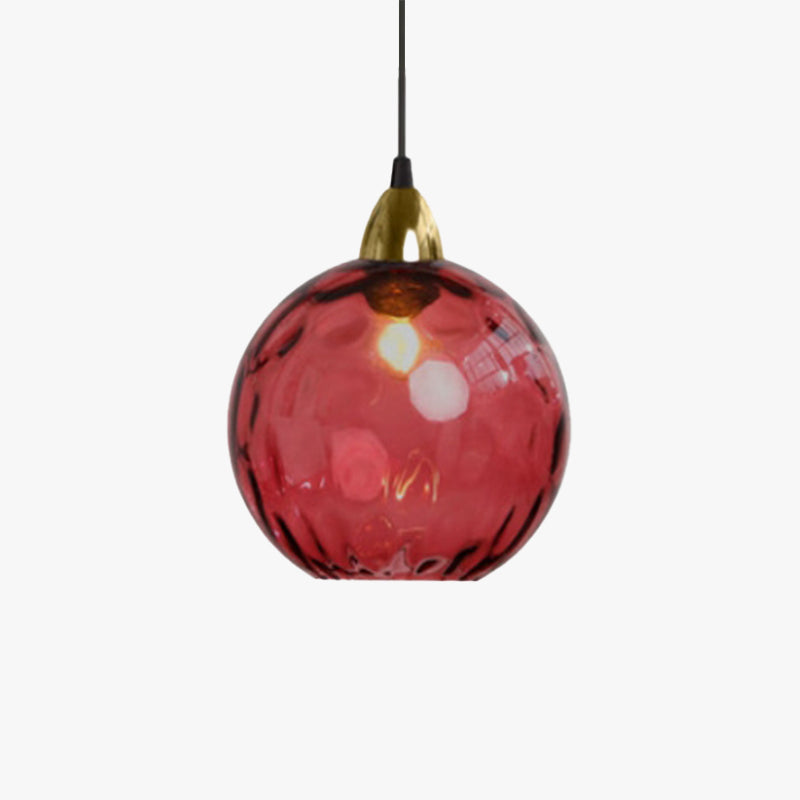 Pendelleuchte Glaskugel | Glas mit Wasserwellen in 10 Farben | Deckenabdeckung in Schwarz oder Gold | Wohnzimmer