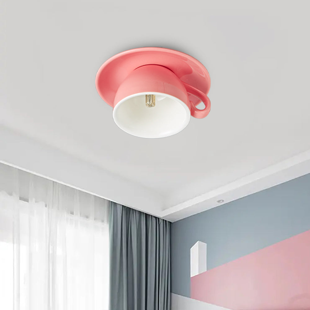 Deckenleuchte Keramik | Kaffeetassenform in 12 Farben | Aufbauleuchte mit LED | Wohnzimmer und Schlafzimmer