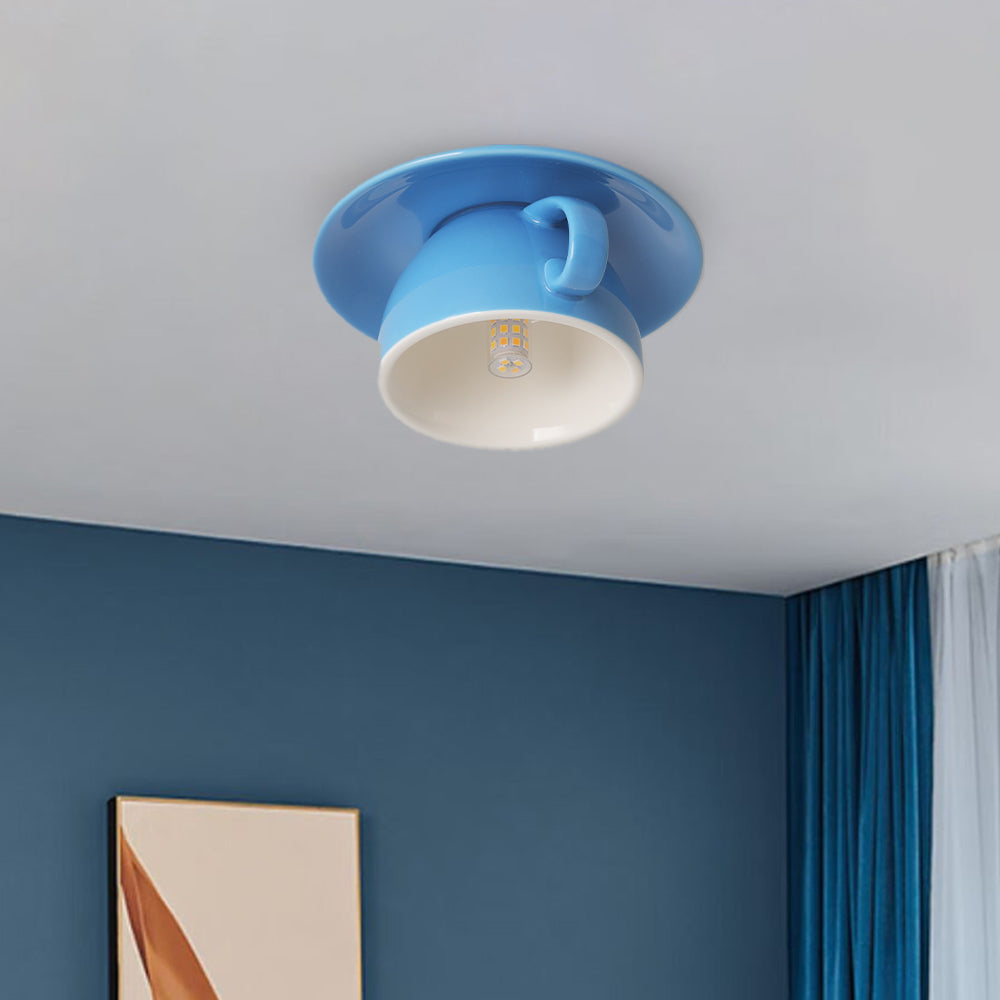 Deckenleuchte Keramik | Kaffeetassenform in 12 Farben | Aufbauleuchte mit LED | Wohnzimmer und Schlafzimmer