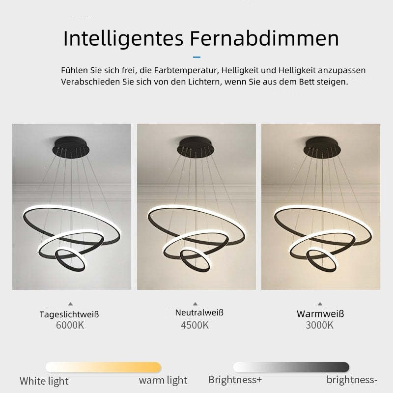 Pendelleuchte mit Ringen LED | Schwarz, Weiß, Kaffeebraun oder Gold | 2–4 Ringe | Ø 20–80 cm