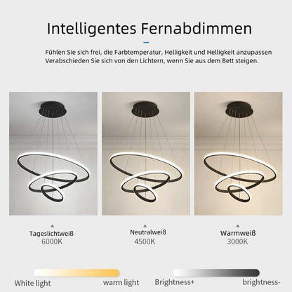 Pendelleuchte mit Ringen LED | Schwarz, Weiß, Kaffeebraun oder Gold | 2–4 Ringe | Ø 20–80 cm