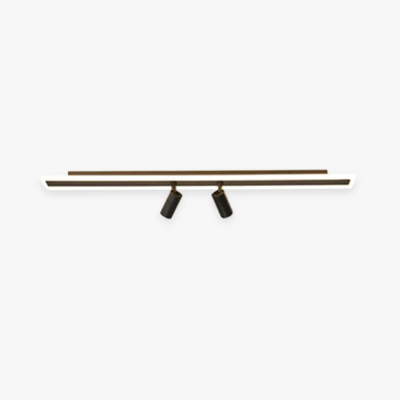 Deckenleuchte LED Doppelt Linear mit 2 Spots | Schwarzes Metall und Acryl | 80 oder 100 cm | 3 Lichtfarben