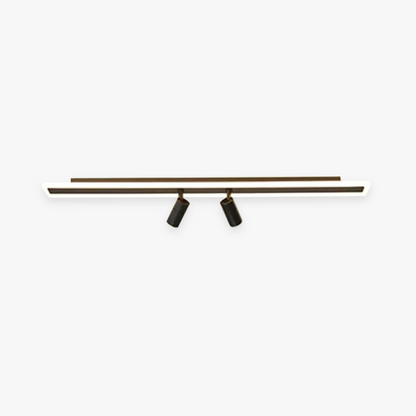 Deckenleuchte LED Doppelt Linear mit 2 Spots | Schwarzes Metall und Acryl | 80 oder 100 cm | 3 Lichtfarben