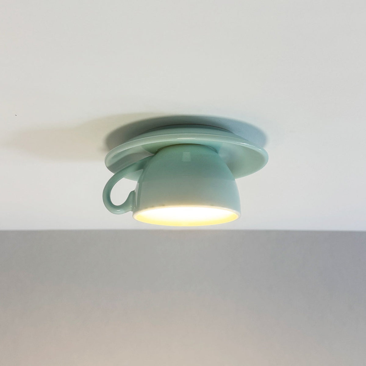 Deckenleuchte Keramik | Kaffeetassenform in 12 Farben | Aufbauleuchte mit LED | Wohnzimmer und Schlafzimmer