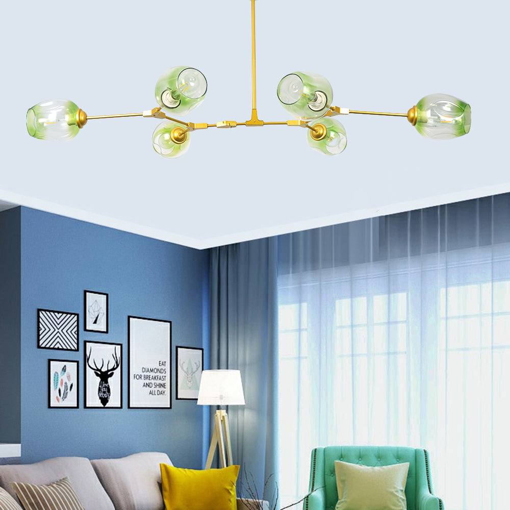 Pendelleuchte mit Glaskugeln | Schwarzes oder Goldenes Gestell | 5–9 Lichter | Klares, Rauch- oder Farbiges Glas