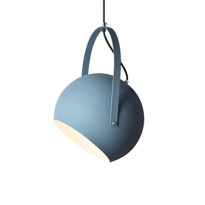 Pendelleuchte Kugel aus Metall | Gelb, Hellblau, Rosa, Dunkelblau oder Grau | Ø 20 oder 25 cm | LED-Lampe inklusive