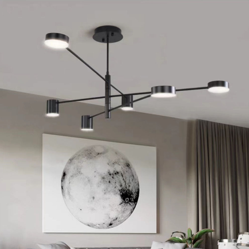 Pendelleuchte LED Industrial | Astform aus Schwarzem oder Goldenem Metall | 4-, 6- oder 8-flammig | 3 Lichtfarben