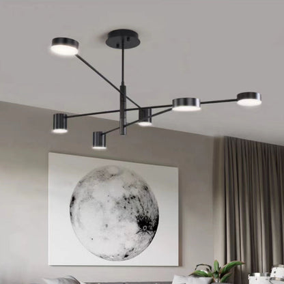 Pendelleuchte LED Industrial | Astform aus Schwarzem oder Goldenem Metall | 4-, 6- oder 8-flammig | 3 Lichtfarben