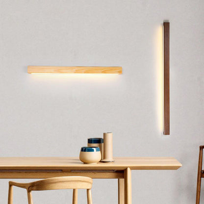 Wandleuchte LED linear aus Holz | Braun oder Naturholz | 59,7–119,9 cm | Dimmbar oder 3 Lichtfarben