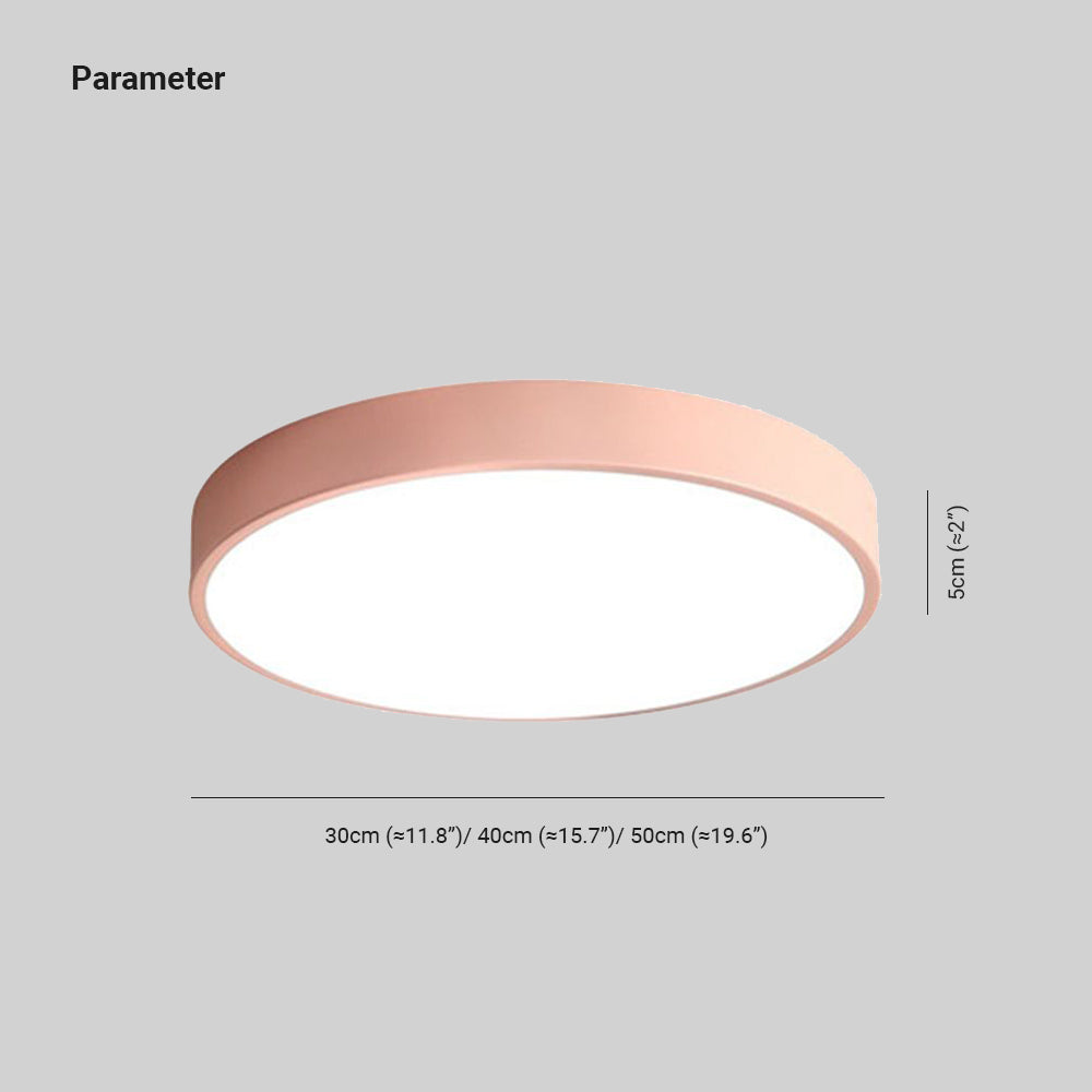 Deckenleuchte LED Rund | Metall und Acryl in 5 Farben | Gelb, Blau, Grün, Rosa oder Grau | Ø 30–50 cm