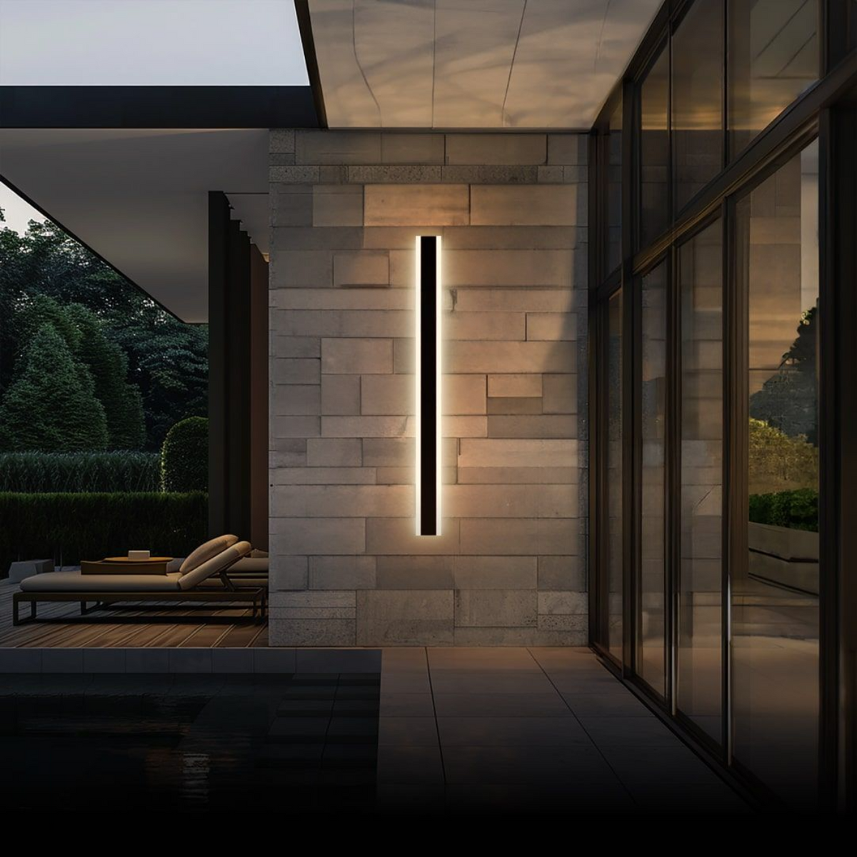 Außenwandleuchte Linear LED | IP65 aus Metall und Acryl | Mit oder Ohne Sensor | 30–200 cm