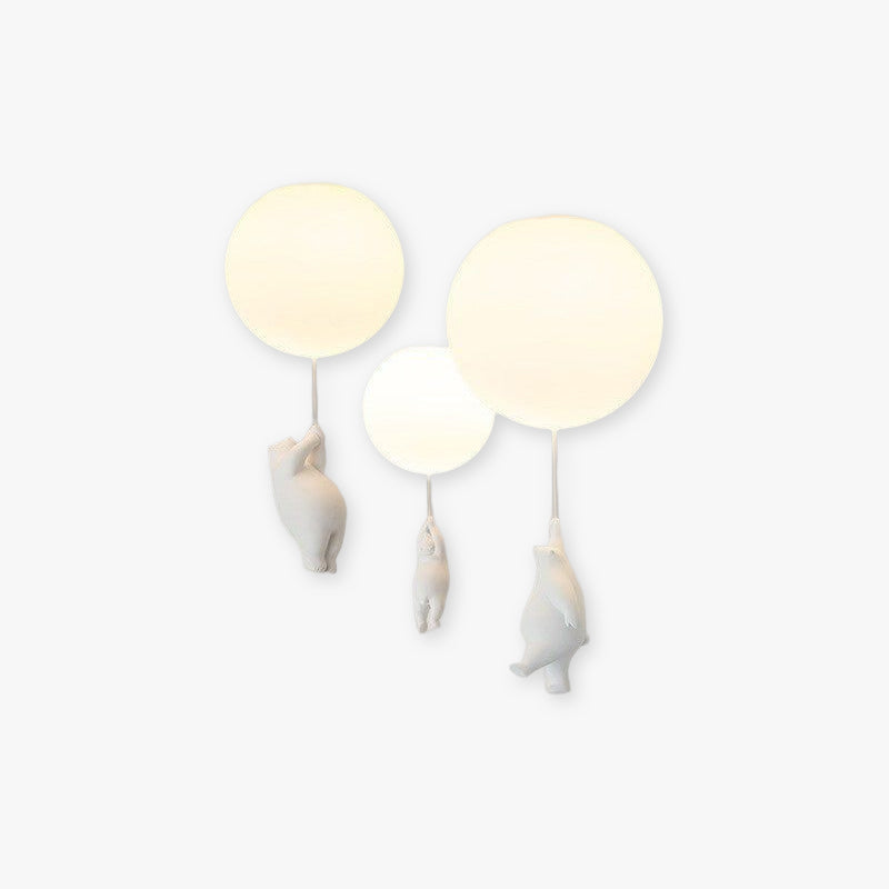 Taklampa Barnrum | Björn med Ballong i Metall och Akryl | Tre Modeller | Ø 15–25 cm eller Set med 3