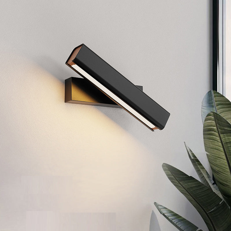 Vägglampa LED Rektangulär | Vridbar i Metall, Trä och Akryl | Svart eller Vit | Varmvit eller Kallvit