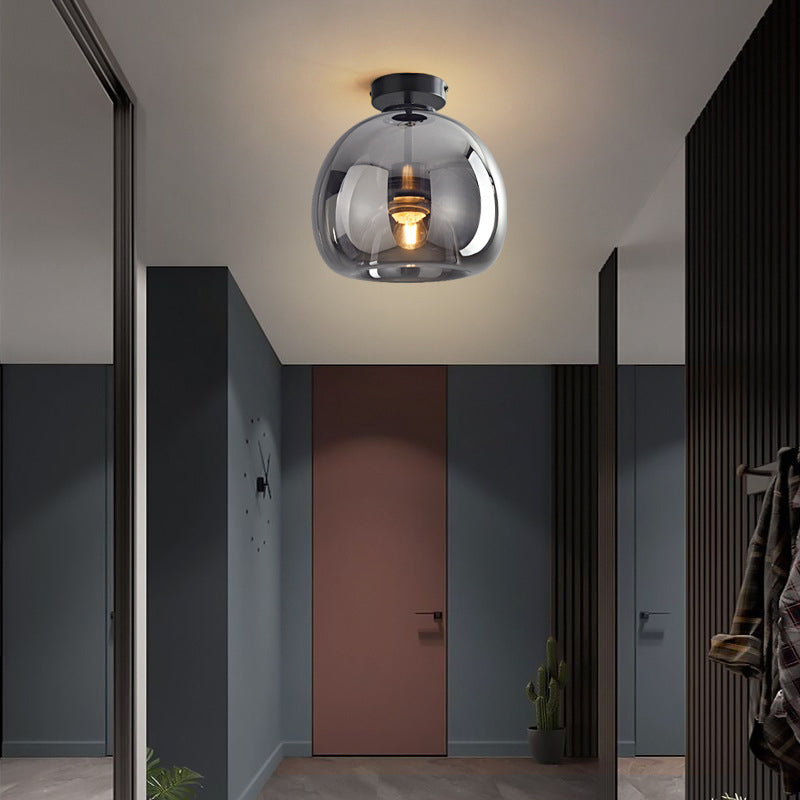 Deckenleuchte aus Glas und Metall | Kuppelförmiger Glasschirm in Gold oder Schwarz | Als Deckenlampe oder Pendelleuchte | Wohnzimmer und Schlafzimmer