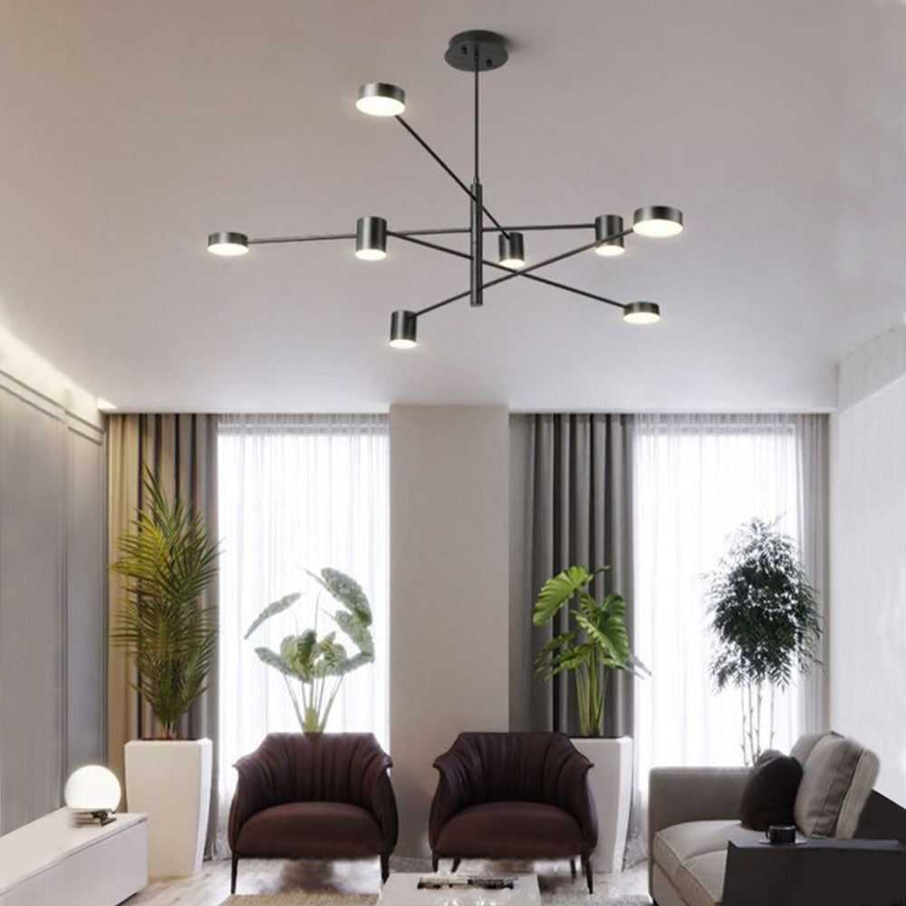 Pendelleuchte LED Industrial | Astform aus Schwarzem oder Goldenem Metall | 4-, 6- oder 8-flammig | 3 Lichtfarben