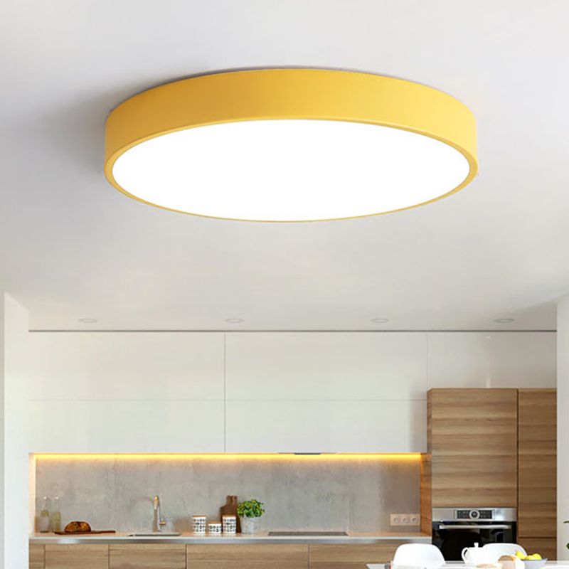 Deckenleuchte LED Rund | Metall und Acryl in 5 Farben | Gelb, Blau, Grün, Rosa oder Grau | Ø 30–50 cm