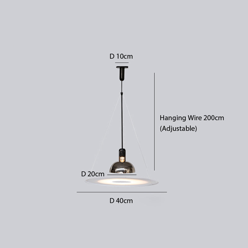 Pendelleuchte aus Metall und Glas | Glockenförmiger Schirm | Chrom, Schwarz, Rot oder Gold | LED mit 3 Lichtfarben