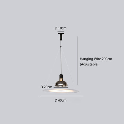 Pendelleuchte aus Metall und Glas | Glockenförmiger Schirm | Chrom, Schwarz, Rot oder Gold | LED mit 3 Lichtfarben