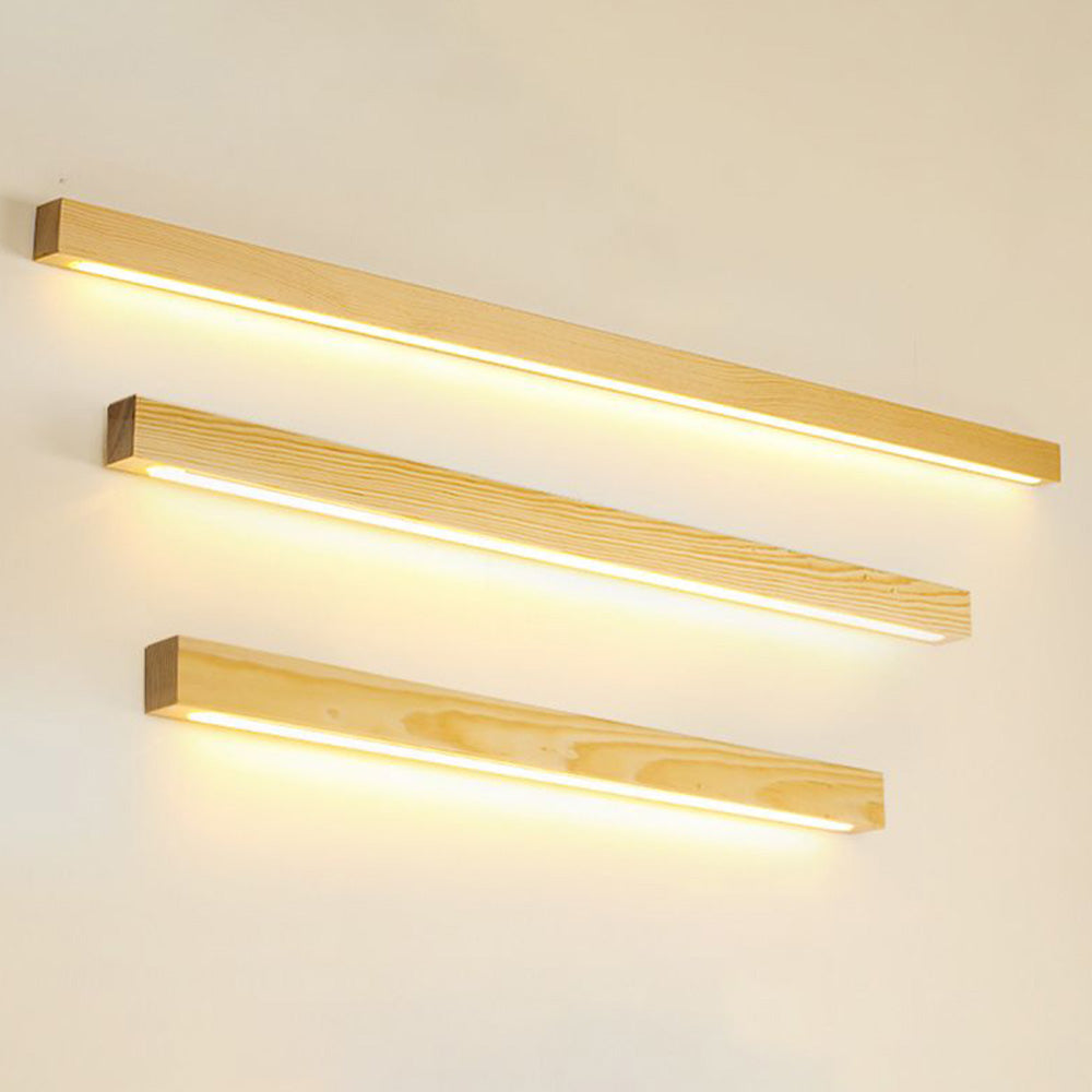 Wandleuchte LED linear aus Holz | Braun oder Naturholz | 59,7–119,9 cm | Dimmbar oder 3 Lichtfarben
