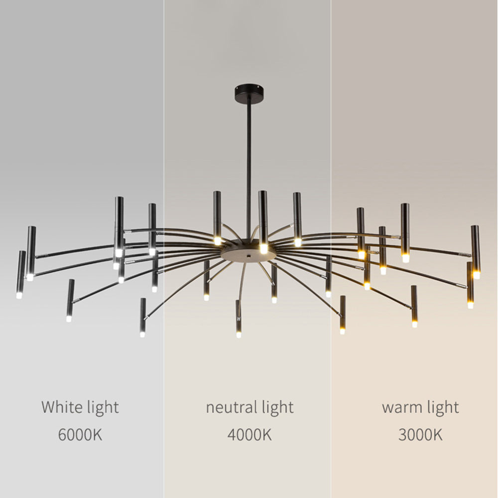 Kronleuchter Linear aus Metall mit Spots | Schwarz oder Weiß | 12, 18 oder 24 Lichter | G9-Leuchtmittel Inklusive