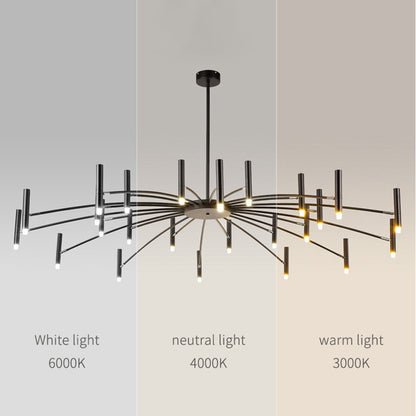 Kronleuchter Linear aus Metall mit Spots | Schwarz oder Weiß | 12, 18 oder 24 Lichter | G9-Leuchtmittel Inklusive